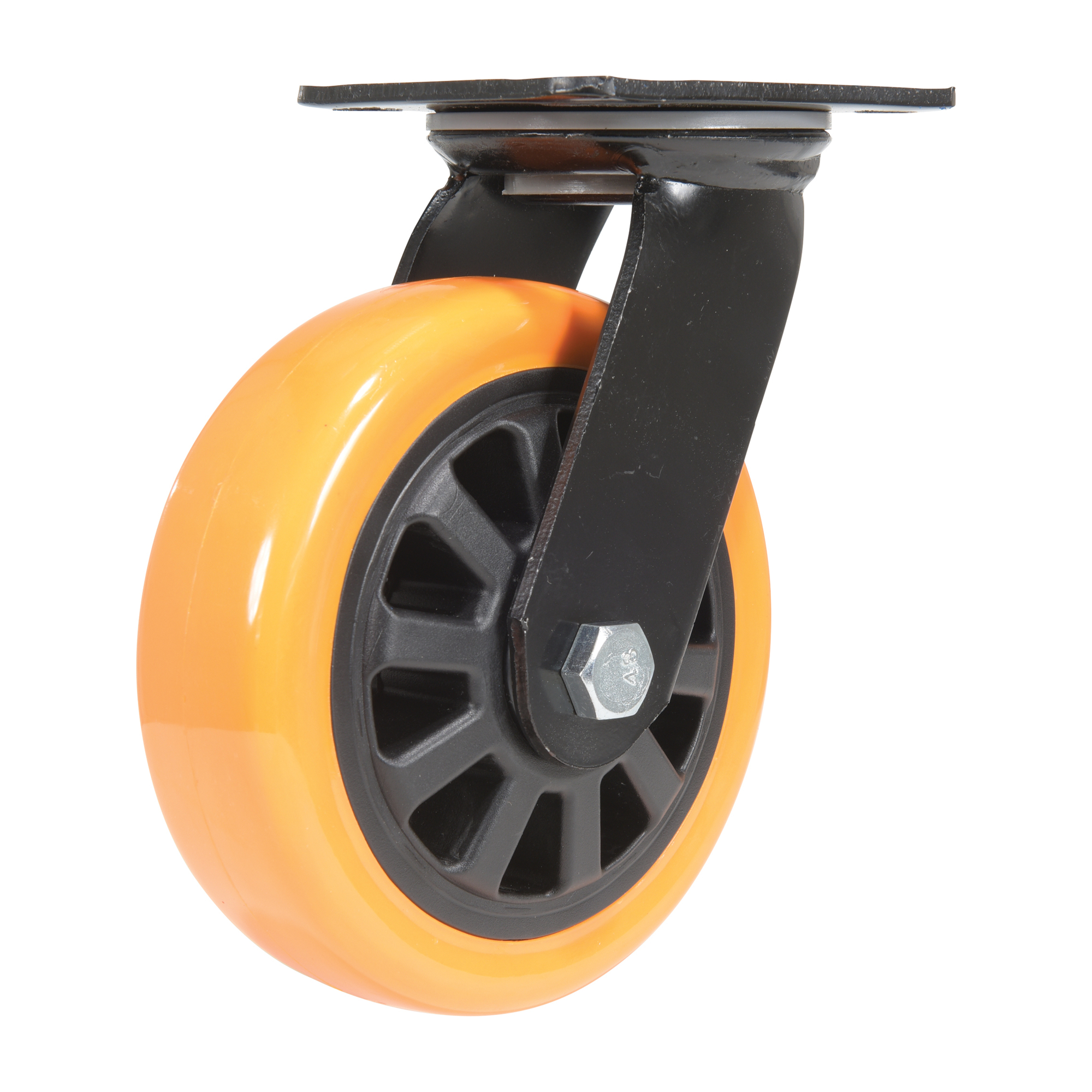 Vestil Polyurethane Swivel Caster 6 In. Diameter x 2 In. Width 836 Lb. Capacity Orange/Black